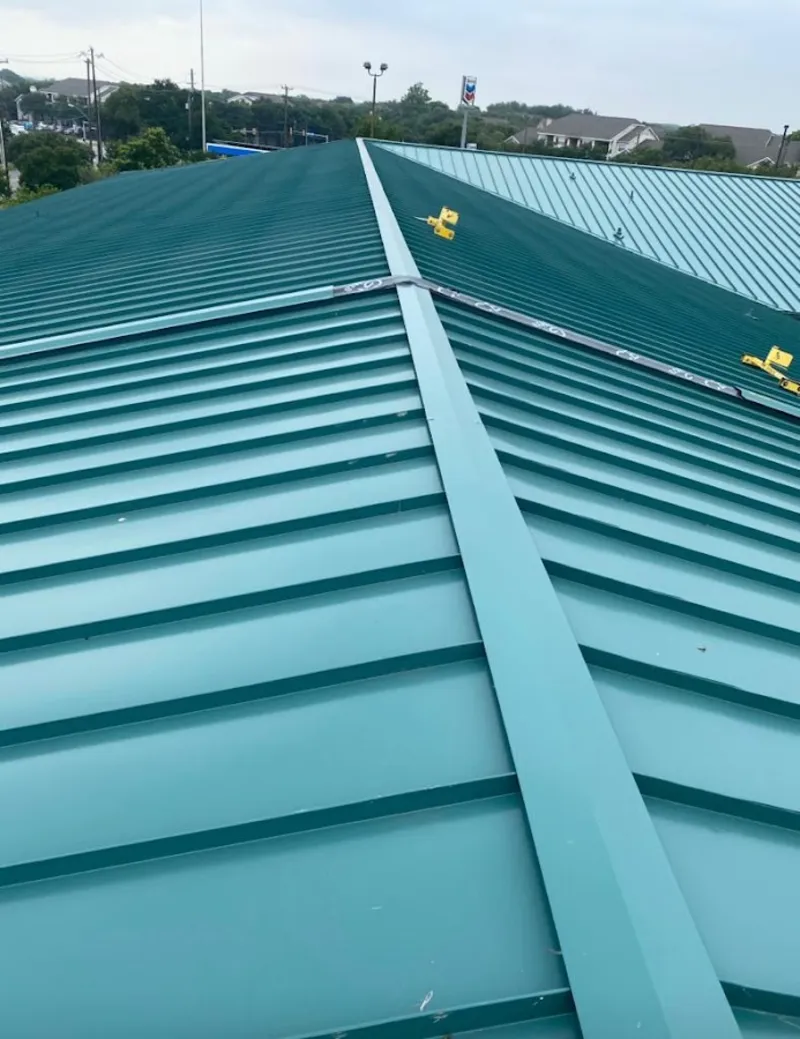 Green commercial metal roof ridge and valley for Metal Roof Repair in Sun City